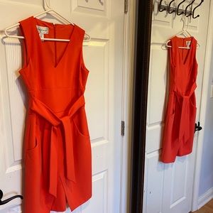 🍊 Orange Waist Tie Dress